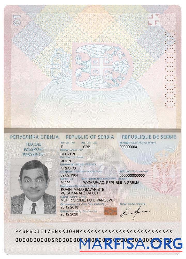 Downloadable Serbia passport 2018 present download for verification